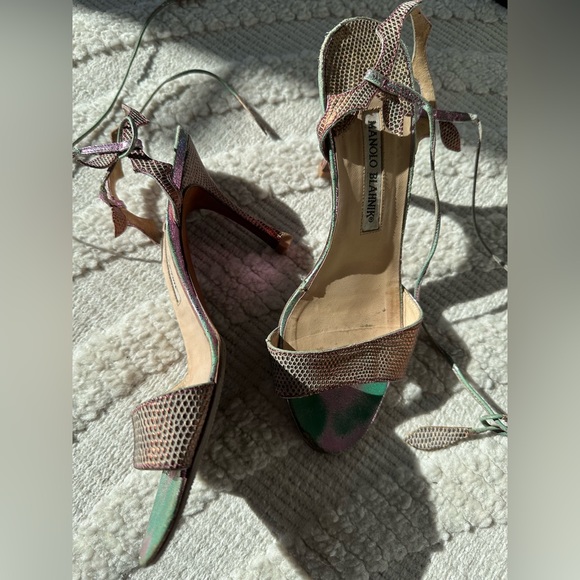 Manolo Blahnik size 36/6 sandals. Vintage! Tie at ankle. 2 inch heels. So comfy. - Picture 2 of 6